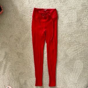 Cherry red year of ours ribbed football legging